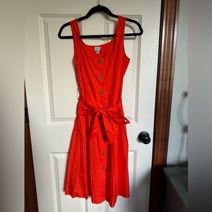Red midi dress